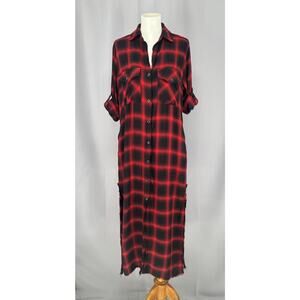Plaid Button-Up Maxi Dress